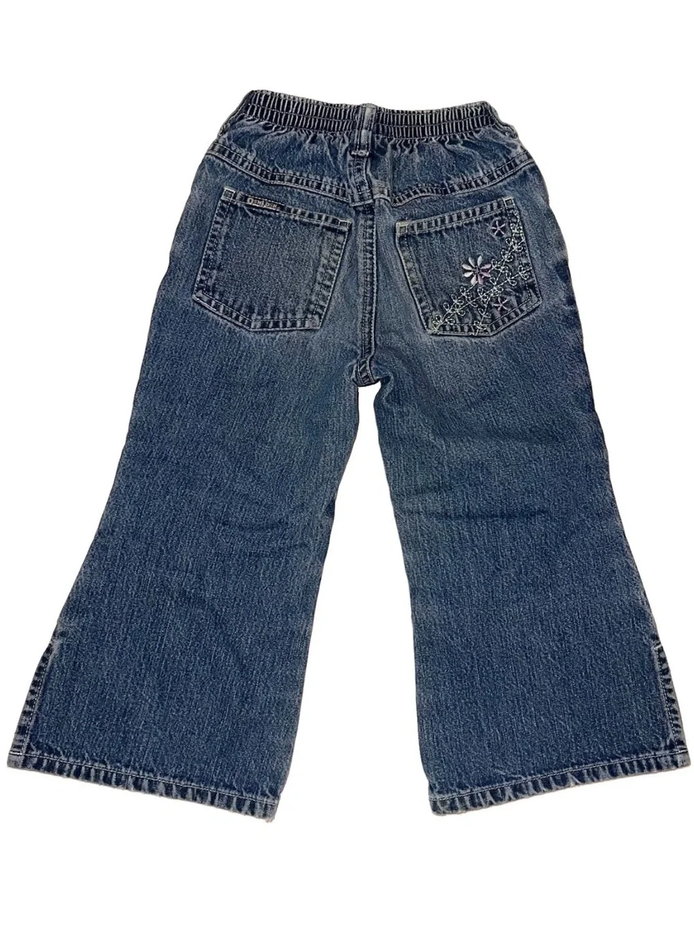 OshKosh B’gosh Vintage Toddler Girls Embroidered Floral Wide Leg Jeans 2T